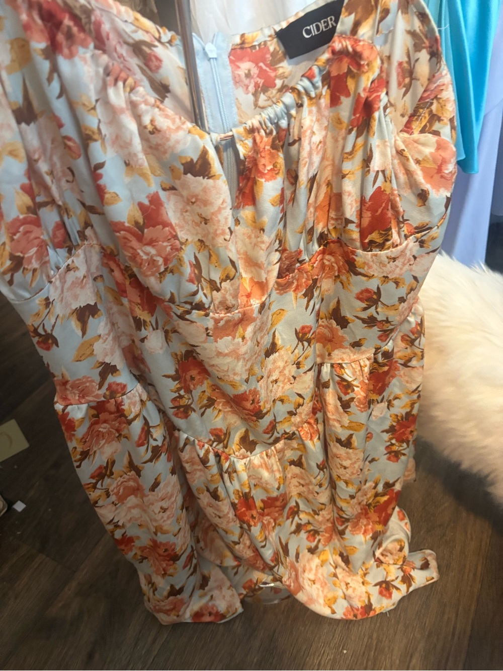 Cider Peach & Cream Floral Tiered Mini dress plus 3x babes